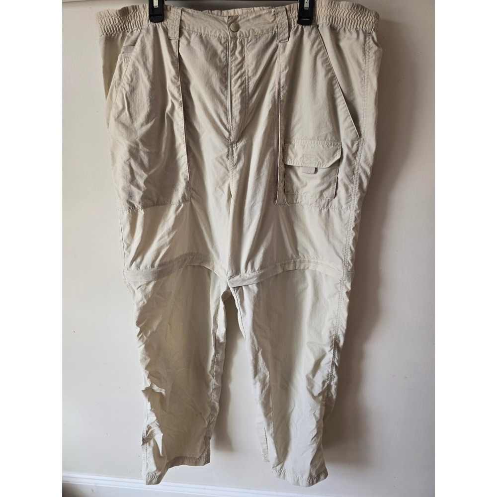 Quest Mens XL Convertible Zip Off Hiking Cargo Pants Tan Nylon Utility Outdoor